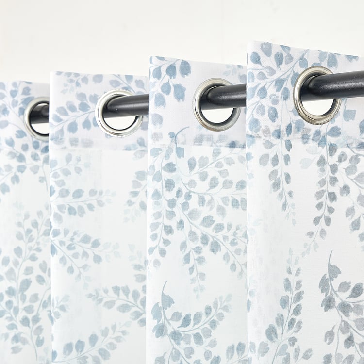 Corsica Erene Set of 2 Floral Print Sheer Window Curtains - 5.2ft (160cm)