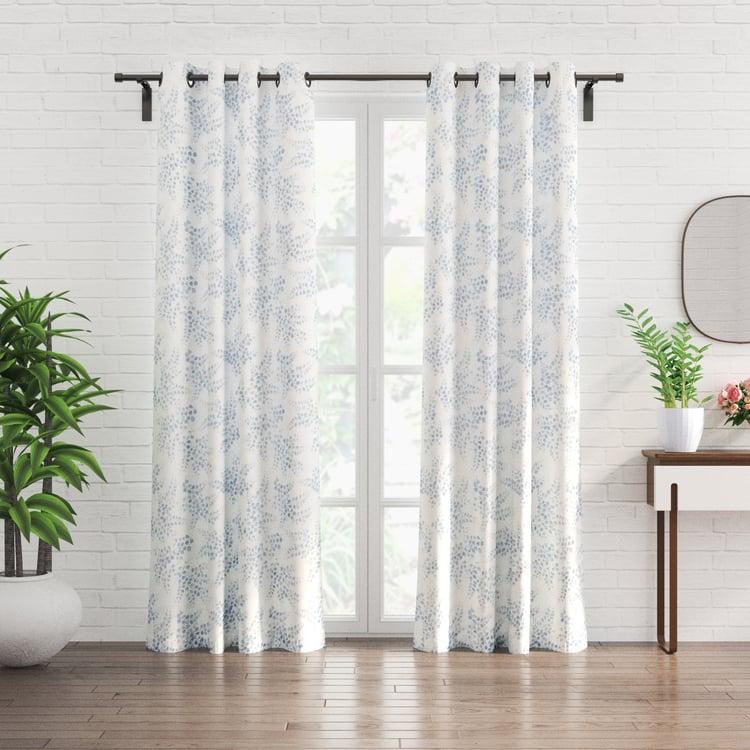 Corsica Erene Set of 2 Floral Print Sheer Door Curtains - 8.8ft (270cm)