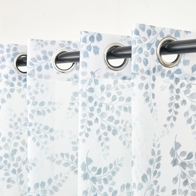 Corsica Erene Set of 2 Floral Print Sheer Door Curtains - 8.8ft (270cm)