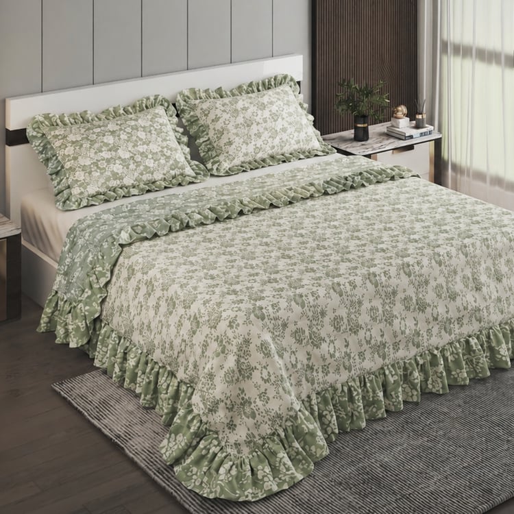 Repose Ira 3Pcs Cotton Floral Print Double Bed Cover Set