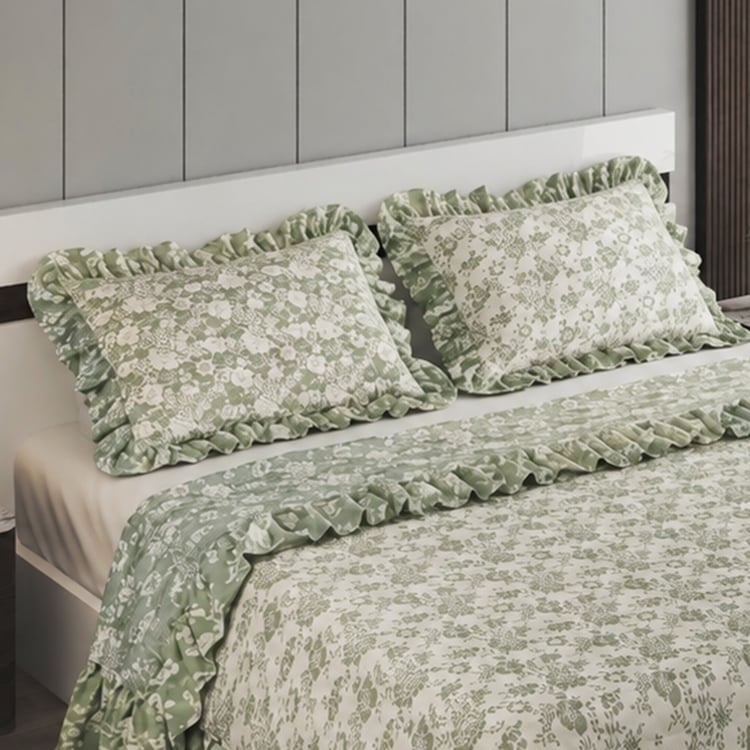 Repose Ira 3Pcs Cotton Floral Print Double Bed Cover Set