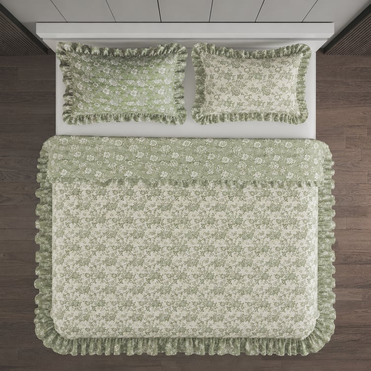 Repose Ira 3Pcs Cotton Floral Print Double Bed Cover Set