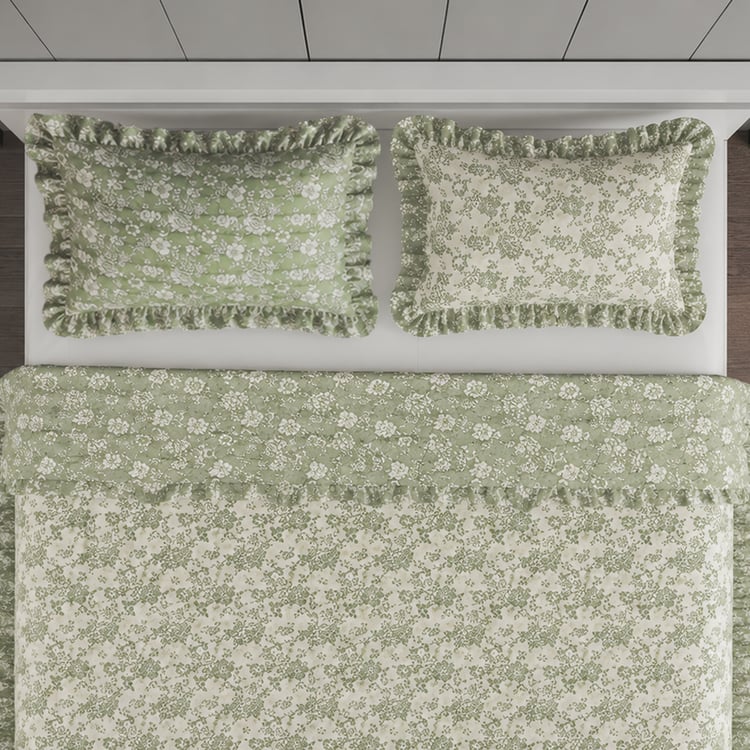 Repose Ira 3Pcs Cotton Floral Print Double Bed Cover Set