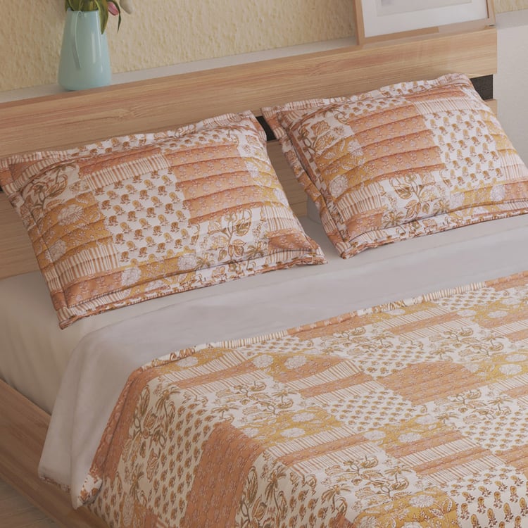 Repose Kaaya Cotton Quilted 3Pcs Double Bed Cover Set
