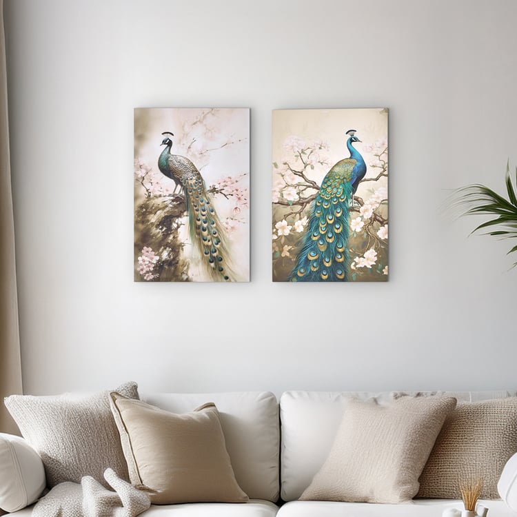 Brezza Set of 2 Canvas Peacock Picture Frames - 40x60cm