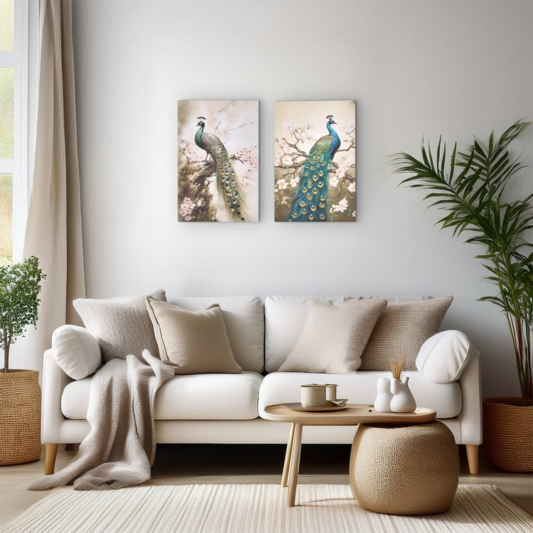 Brezza Set of 2 Canvas Peacock Picture Frames - 40x60cm