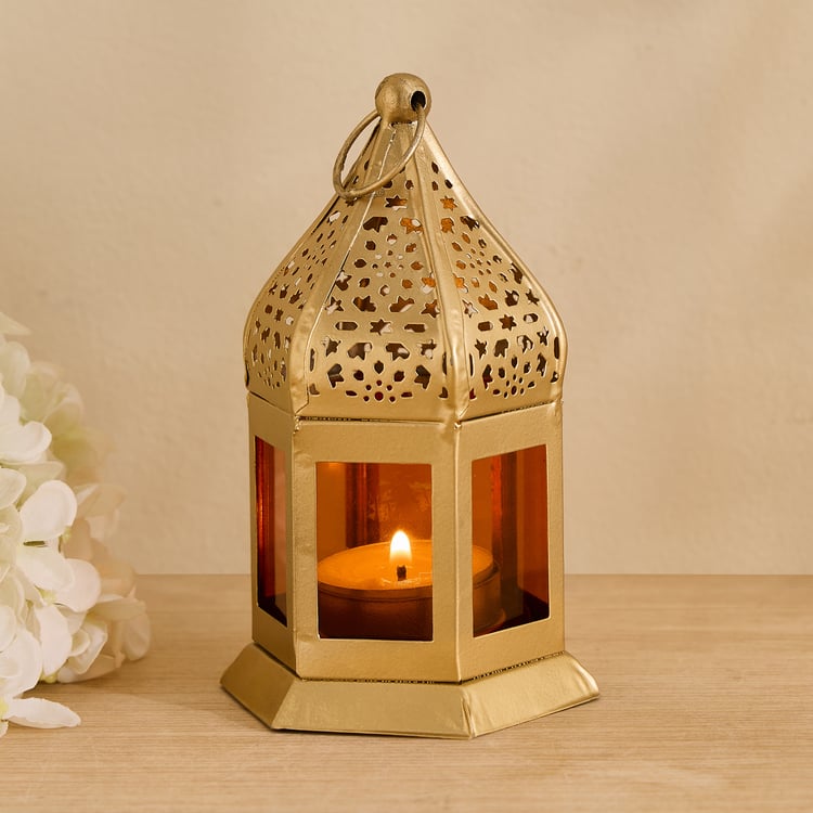 Salsa Moroccan Glass and Metal Lantern - Small