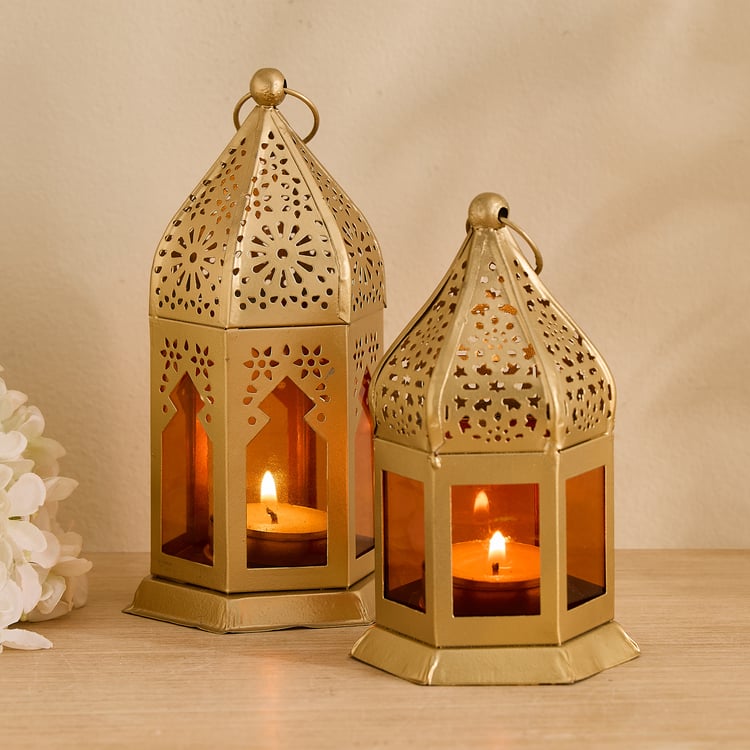 Salsa Moroccan Glass and Metal Lantern - Small