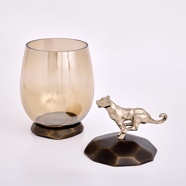 Mineral Panther Glass Trinket Jar