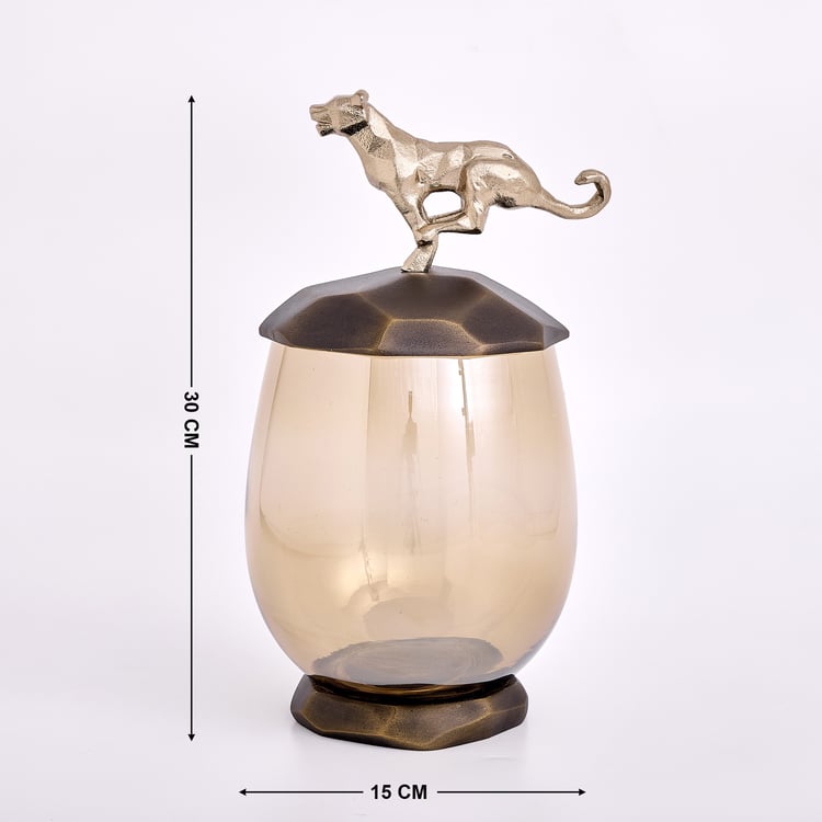 Mineral Panther Glass Trinket Jar