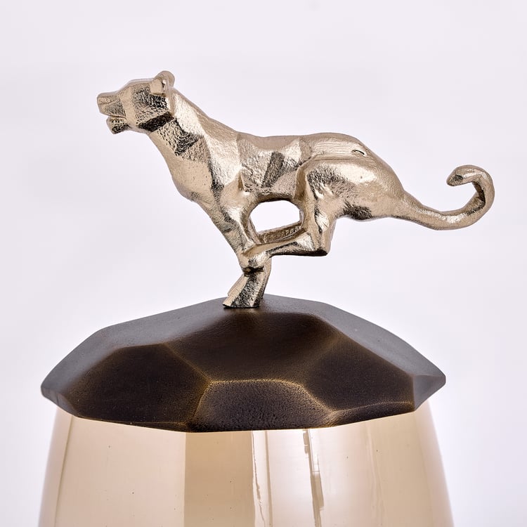 Mineral Panther Glass Trinket Jar