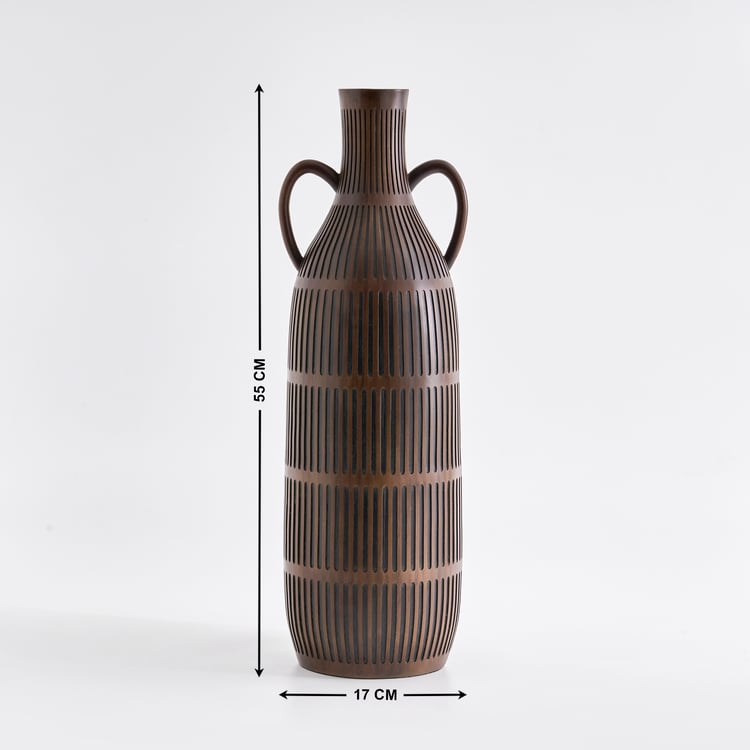 Bernina Mord Polyresin Ribbed Floor Vase with Arms