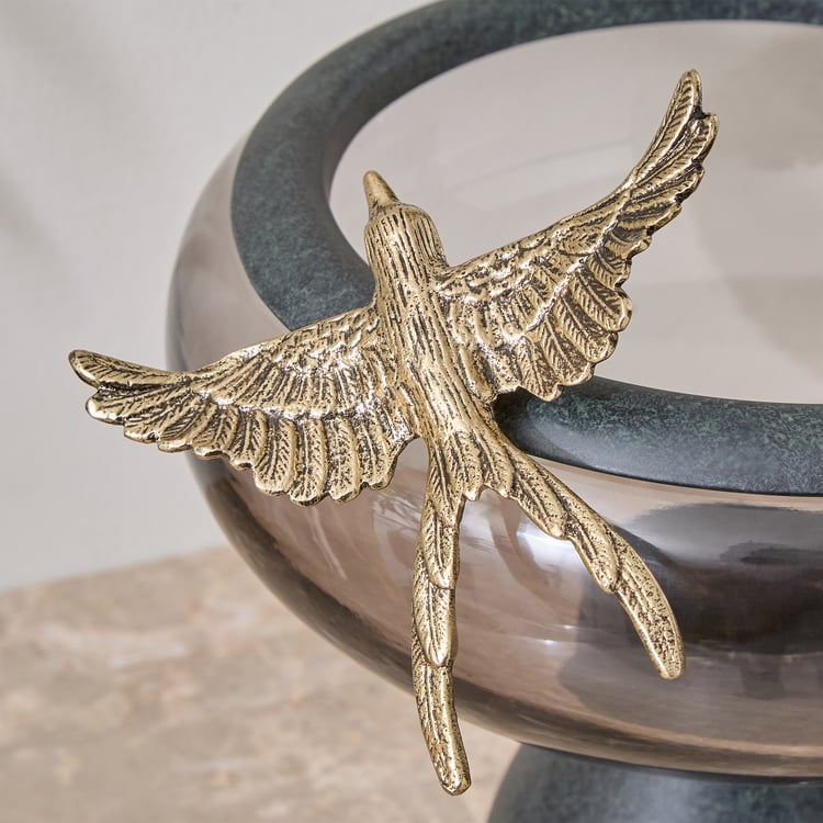 Mineral Drongo Glass Footed Decorative Bowl