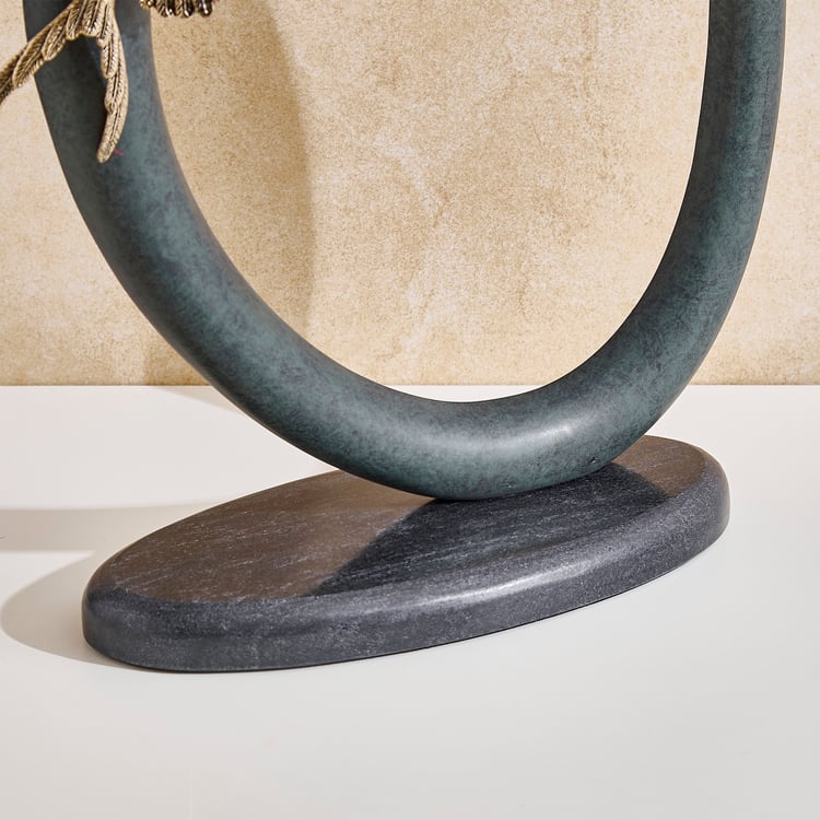 Mineral Drongo Aluminium Ring with Bird Sculpture Figurine