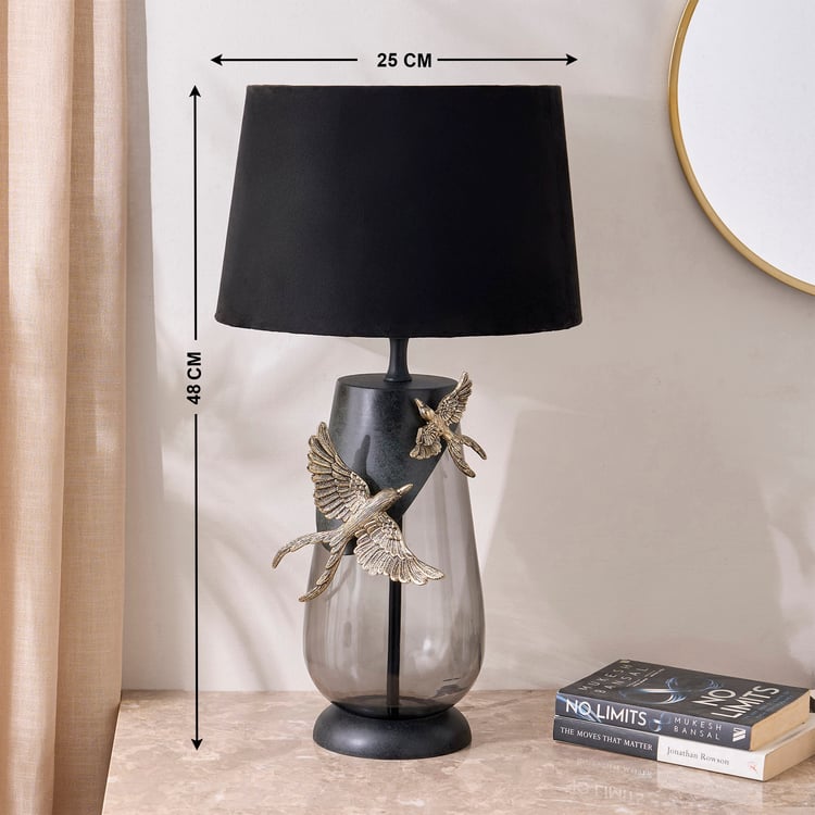 Mineral Drongo Aluminium and Glass Bird Decorative Table Lamp