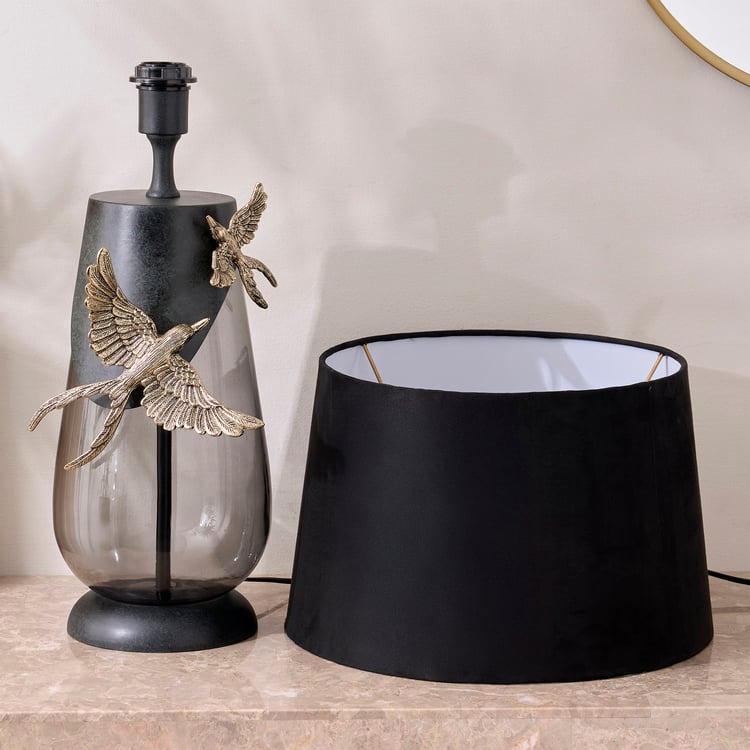 Mineral Drongo Aluminium and Glass Bird Decorative Table Lamp