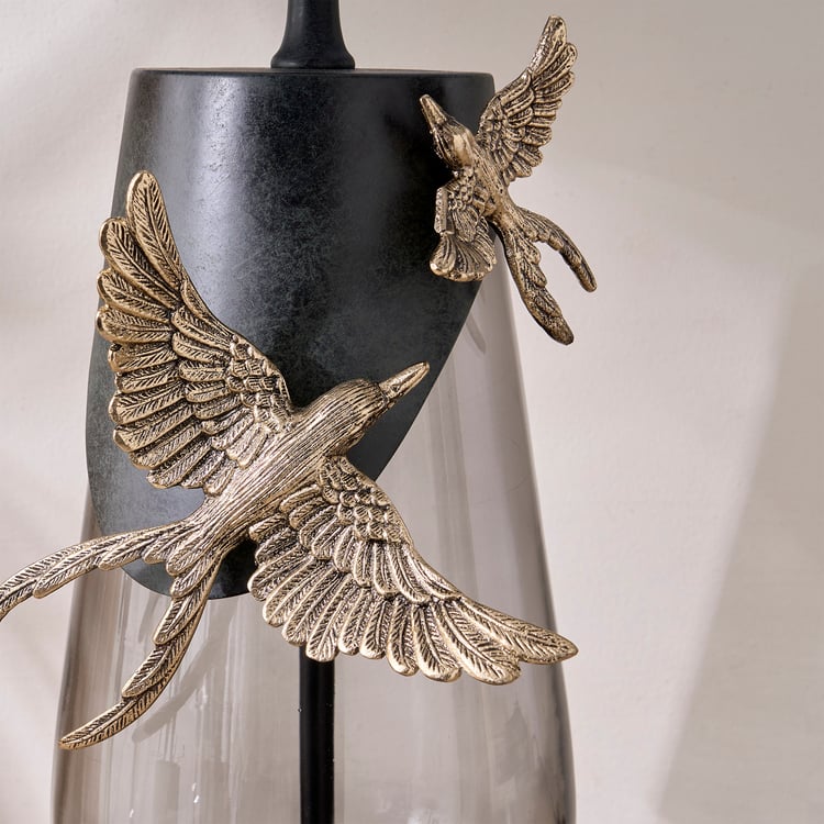 Mineral Drongo Aluminium and Glass Bird Decorative Table Lamp