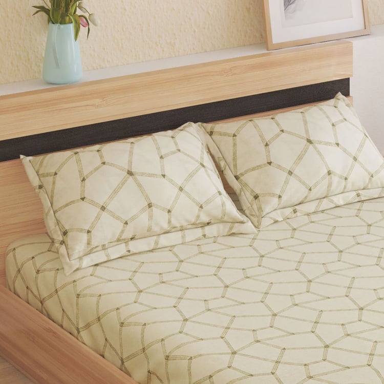 Corsica Ezra Cotton 144TC Printed 3Pcs Queen Bedsheet Set