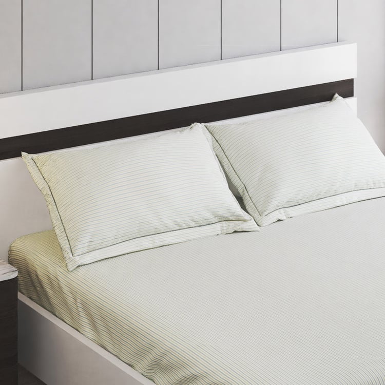 Corsica Ezra Cotton 144TC Striped 3Pcs Queen Bedsheet Set