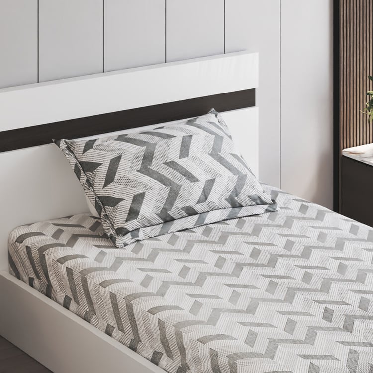 Unwind Living Lines Printed 2Pcs Single Bedsheet Set