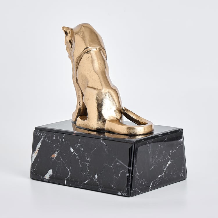 Nuqta Aluminium and Marble Panther Figurine