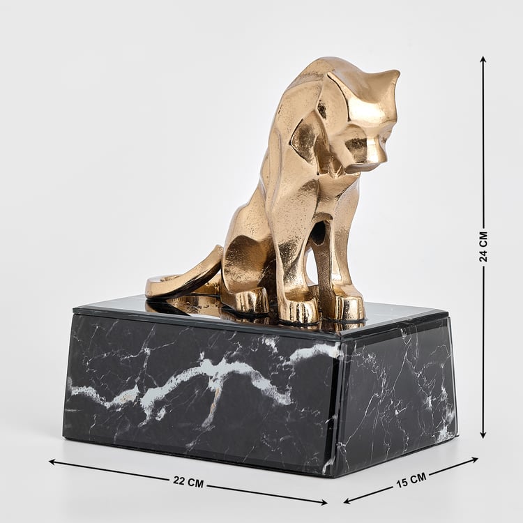 Nuqta Aluminium and Marble Panther Figurine