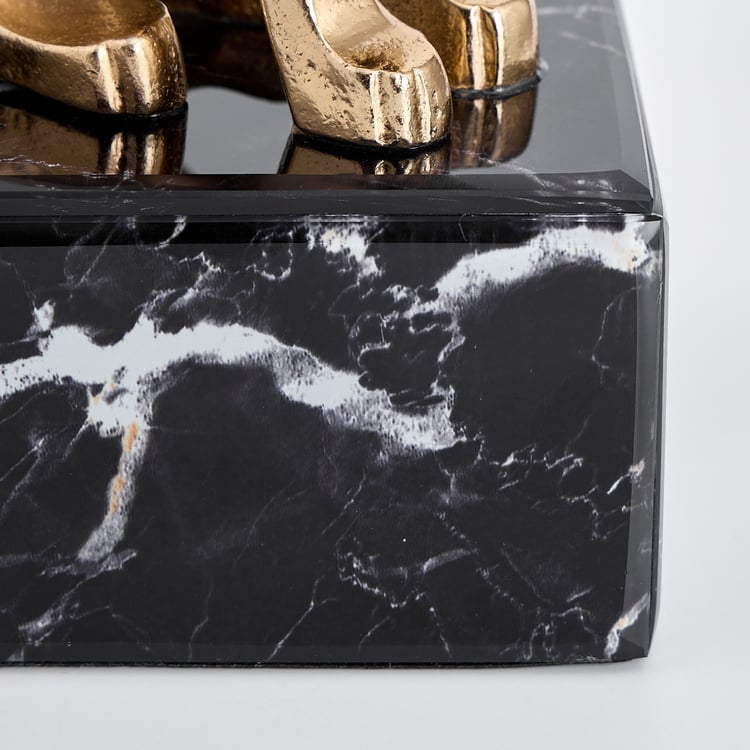 Nuqta Aluminium and Marble Panther Figurine