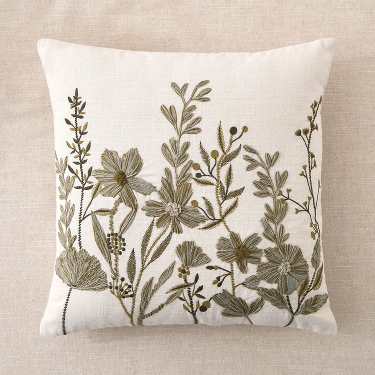 Poetry Embroidered Cushion Cover - 45x45cm