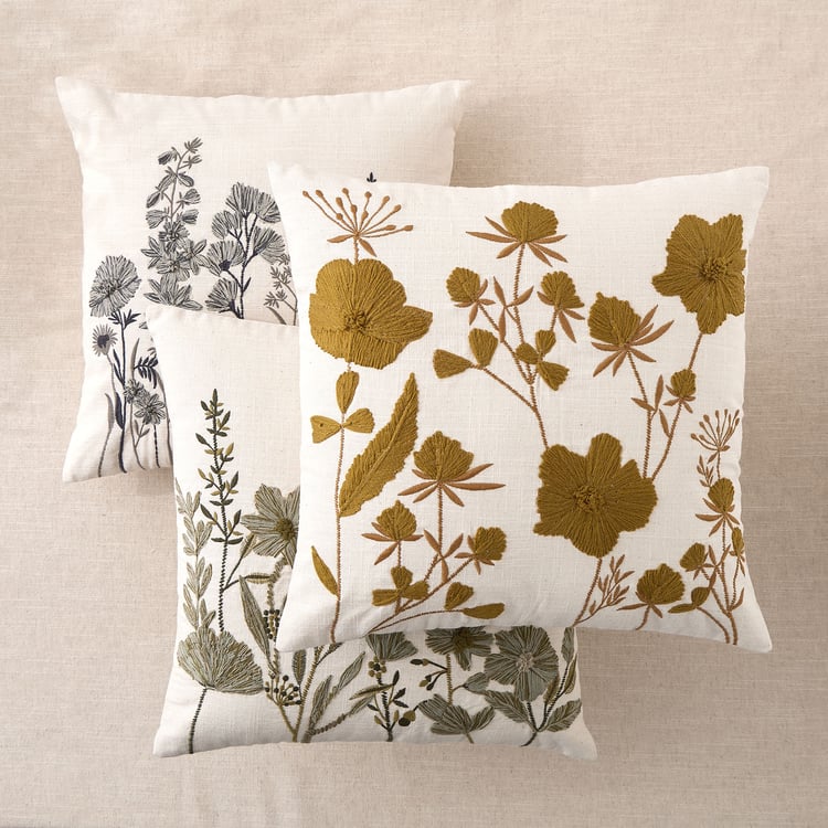 Poetry Embroidered Cushion Cover - 45x45cm