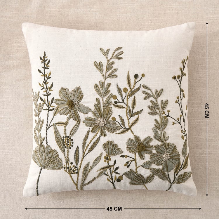 Poetry Embroidered Cushion Cover - 45x45cm