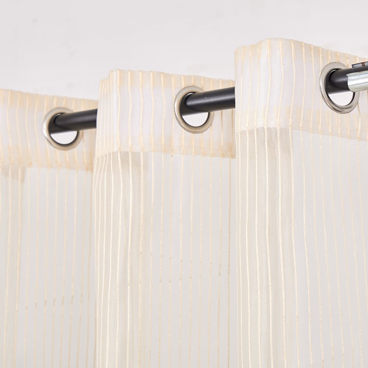 Corsica Striped Set of 2 Sheer Window Curtains - 5.2ft (160cm)