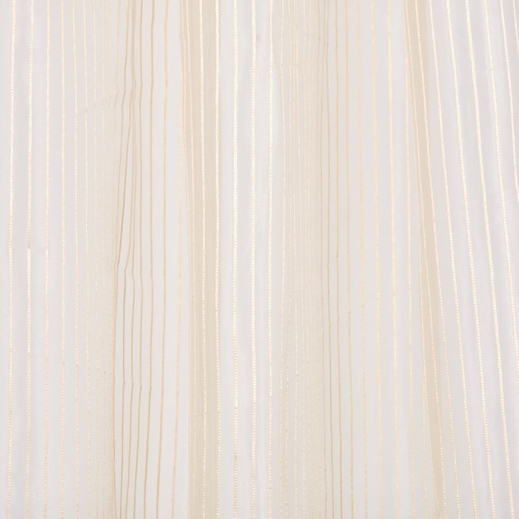 Corsica Striped Set of 2 Sheer Window Curtains - 5.2ft (160cm)