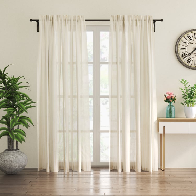Corsica Set of 2 Striped Sheer Door Curtains - 8.8ft (270cm)