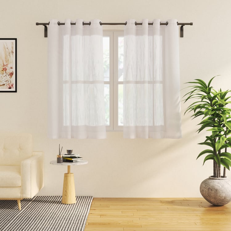 Corsica Striped Set of 2 Sheer Window Curtains - 5.2ft (160cm)