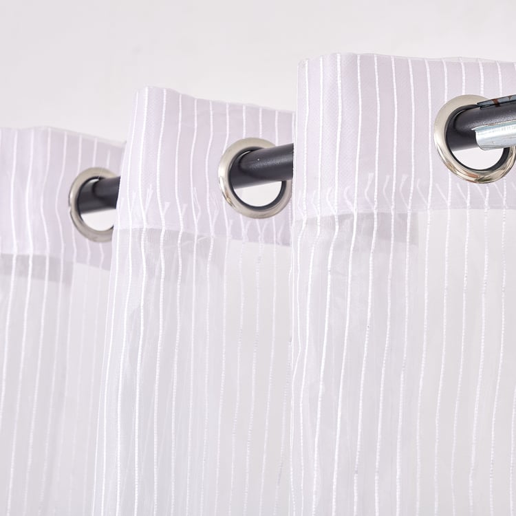 Corsica Striped Set of 2 Sheer Window Curtains - 5.2ft (160cm)