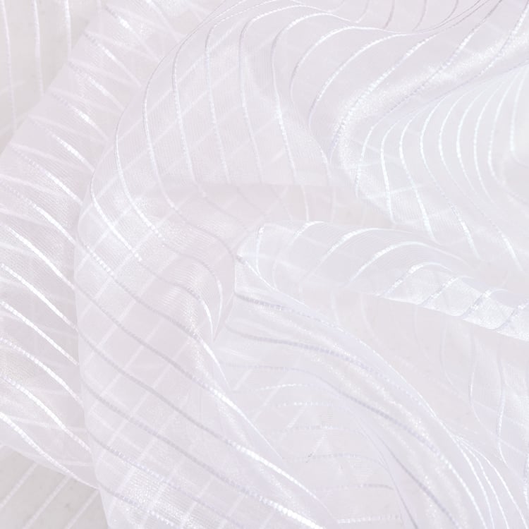 Corsica Striped Set of 2 Sheer Window Curtains - 5.2ft (160cm)