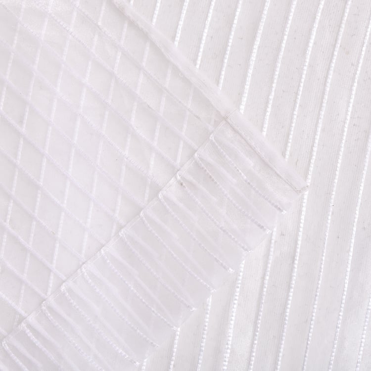 Corsica Striped Set of 2 Sheer Window Curtains - 5.2ft (160cm)