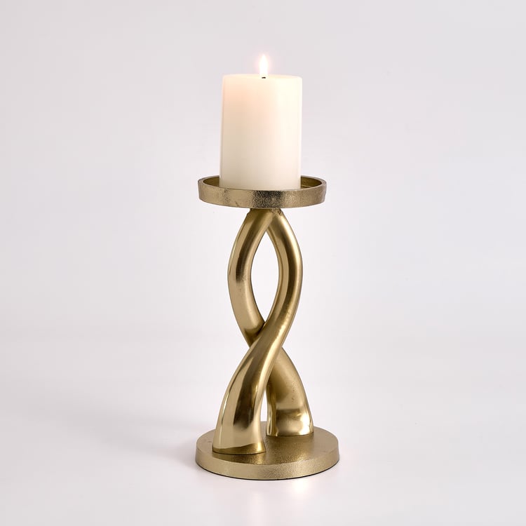 Gilded Luxe Metal Pillar Candle Holder