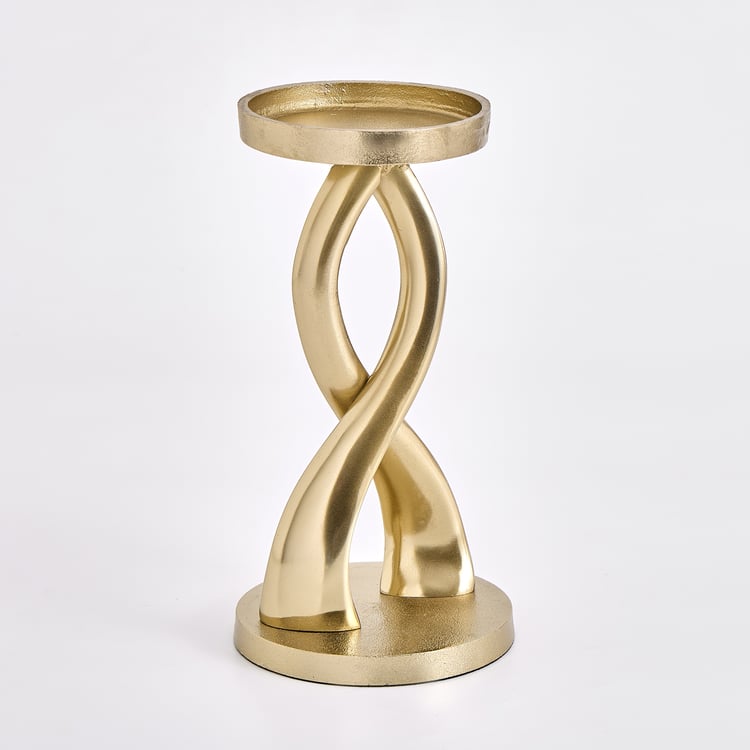 Gilded Luxe Metal Pillar Candle Holder