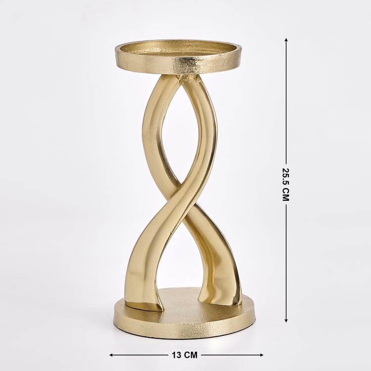 Gilded Luxe Metal Pillar Candle Holder