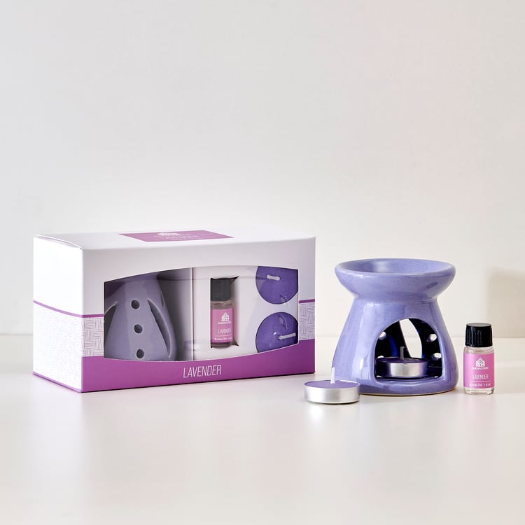 Essentials 4Pcs Lavendar Burner Oil and T-Light Set
