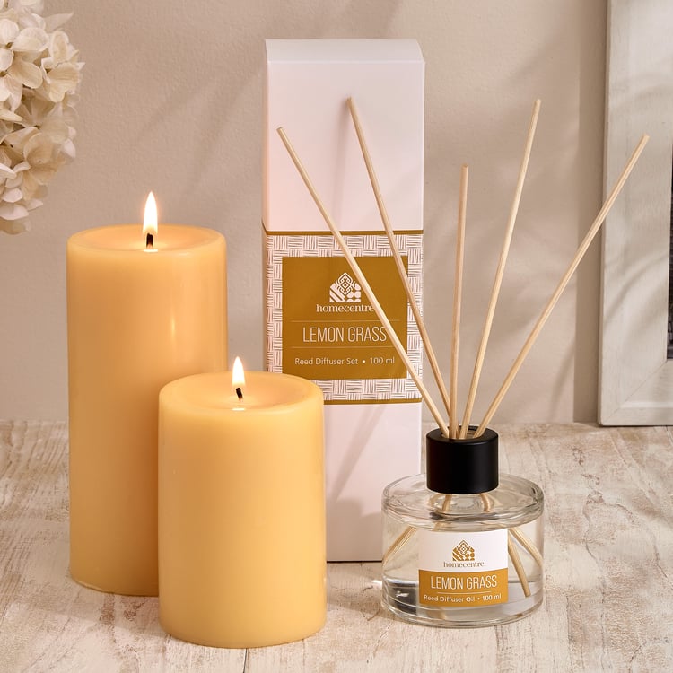 Essentials Core Lemongrass Scented Pillar Candle