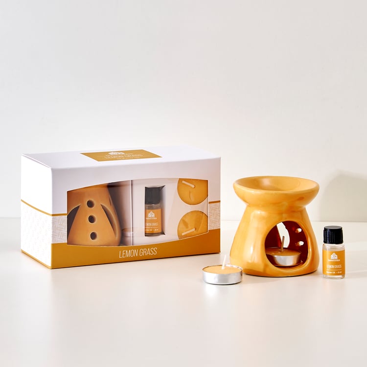 Essentials 4Pcs Lemgrasss Burner Oil and T-Light Set