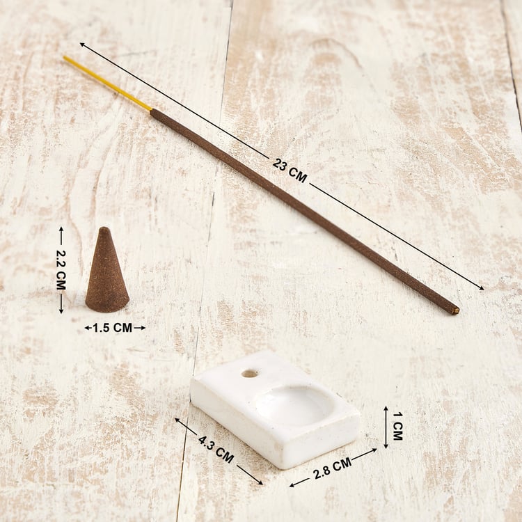 Essentials Core 30Pcs Lemongrass Scented Incense and Cones Set with Holder