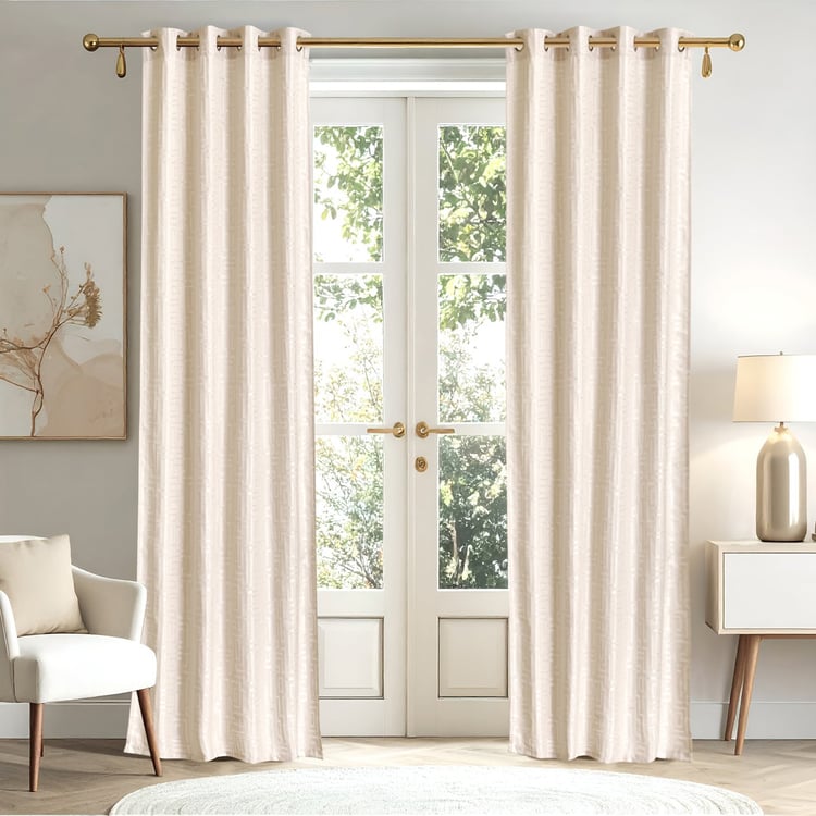 Morris Maze Set of 2 Door Jacquard Room Darkening Curtains - 7.3ft(225cm)