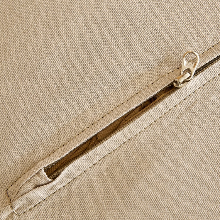 Suede Buff Leather Pouffe - 50x50x25cm
