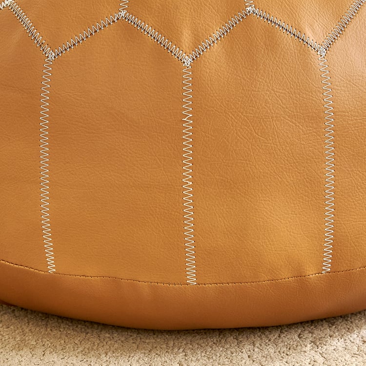 Suede Embroidered Pouffe - 60x20cm