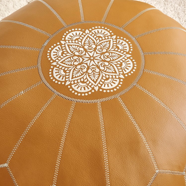 Suede Embroidered Pouffe - 60x20cm