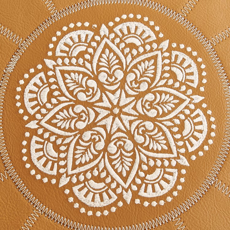 Suede Embroidered Pouffe - 60x20cm