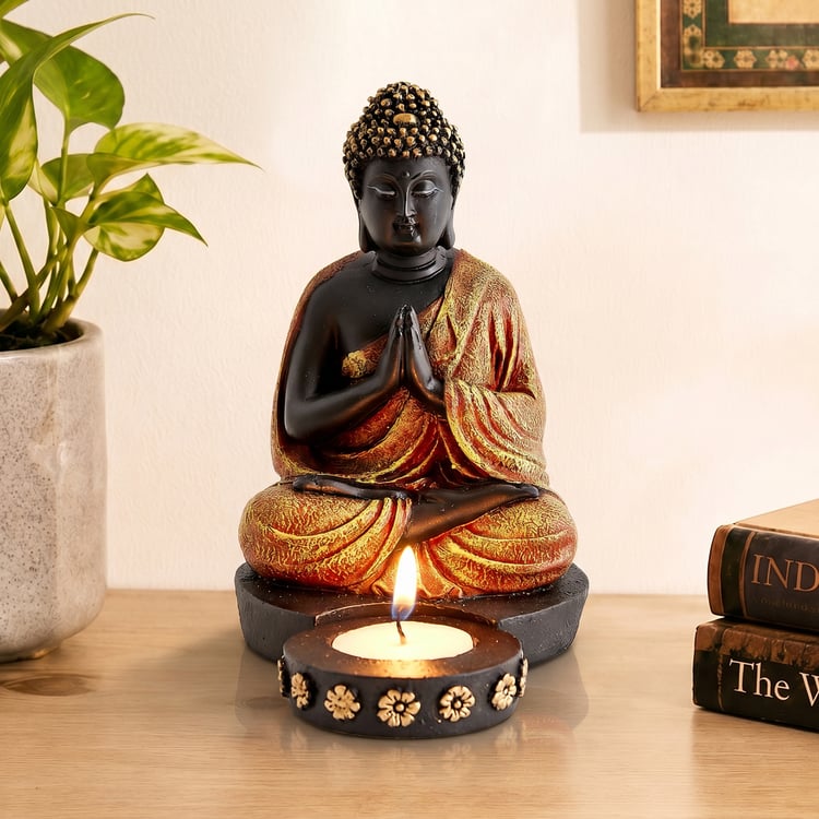 Corsica Elba Polyresin Buddha T-Light Holder